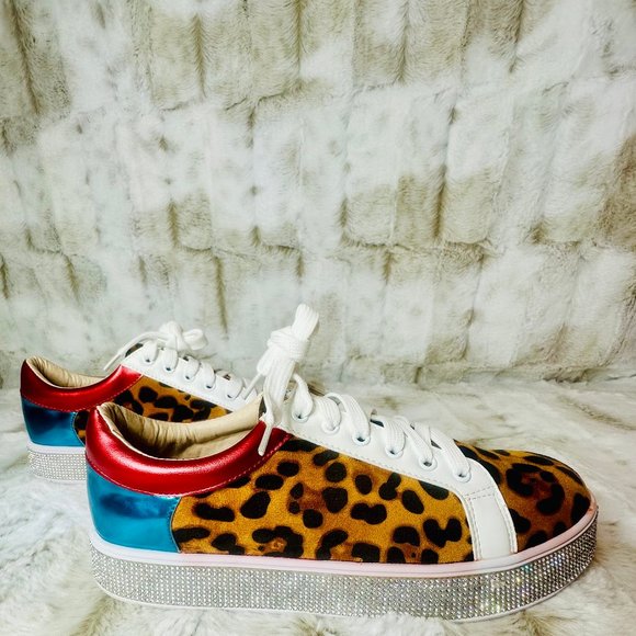 * Pazzle Rhinestone & Leopard Tennis Shoes - Picture 4 of 7
